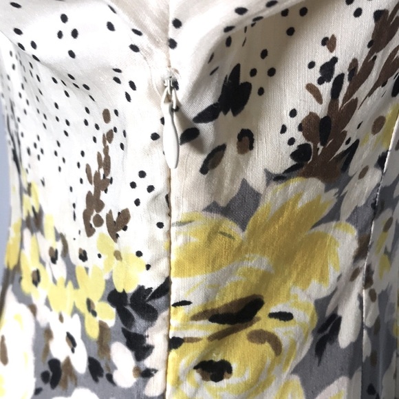 Meadow Rue Anthropologie Cream & Yellow Floral Sheath Midi Dress Size 2 - Picture 4 of 8